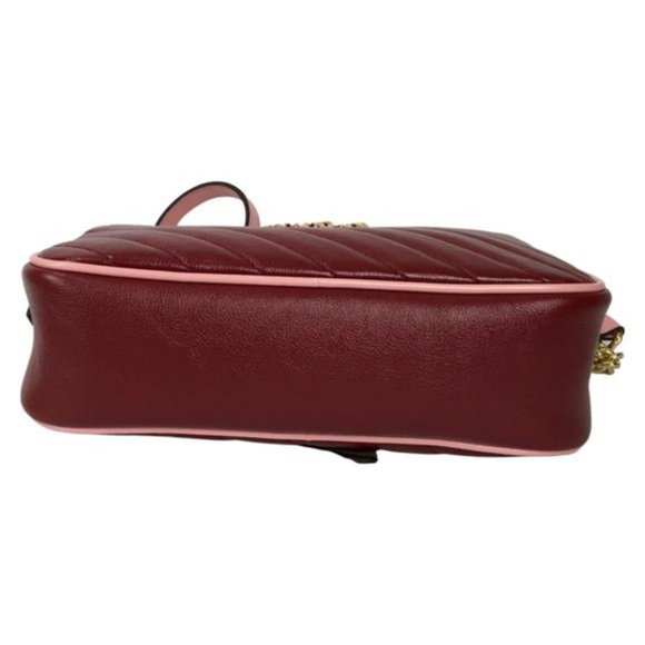 Gucci Women's Marmont Matelasse Leather GG Small Cross Body Bag Red Color DM - Picture 8 of 12